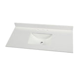 61 in. W Engineered Marble Single Sink Vanity Top in Winter White with White Trough Sink - Super Arbor