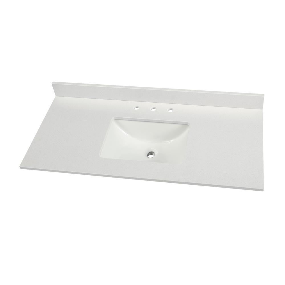 31 in. W x 19 in. D Marble Vanity Top in Carrara with White Trough Sink - Super Arbor