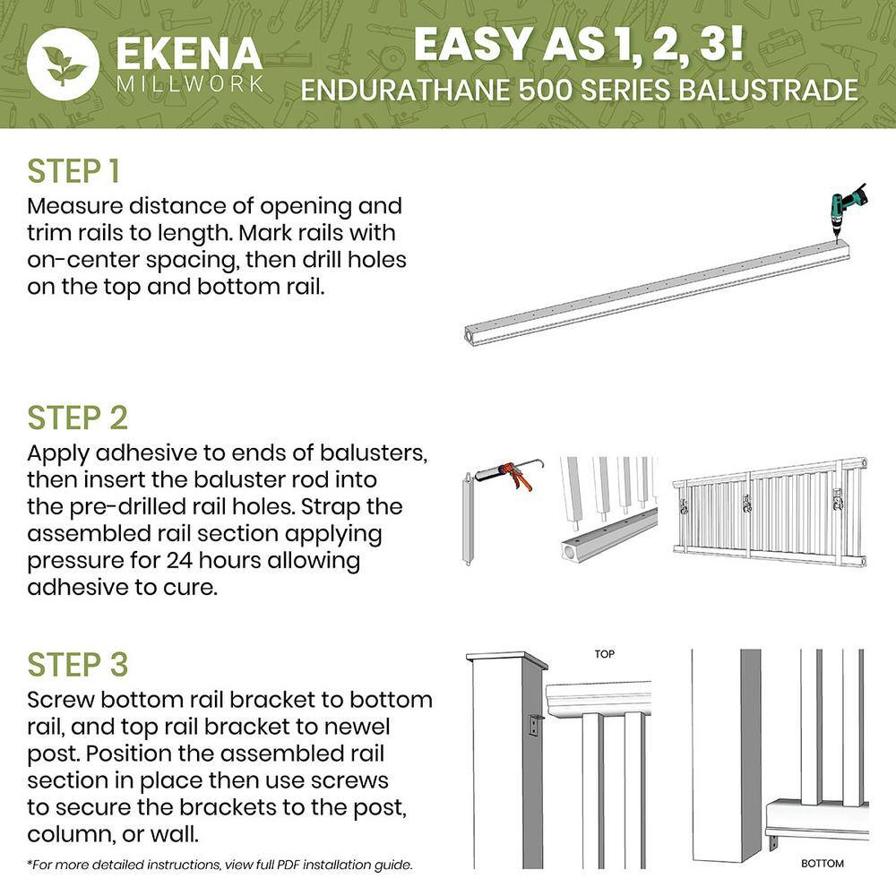 Ekena Millwork Endurathane 500 Series 24 in. H x 2.5 in. W White Resin Stair Baluster