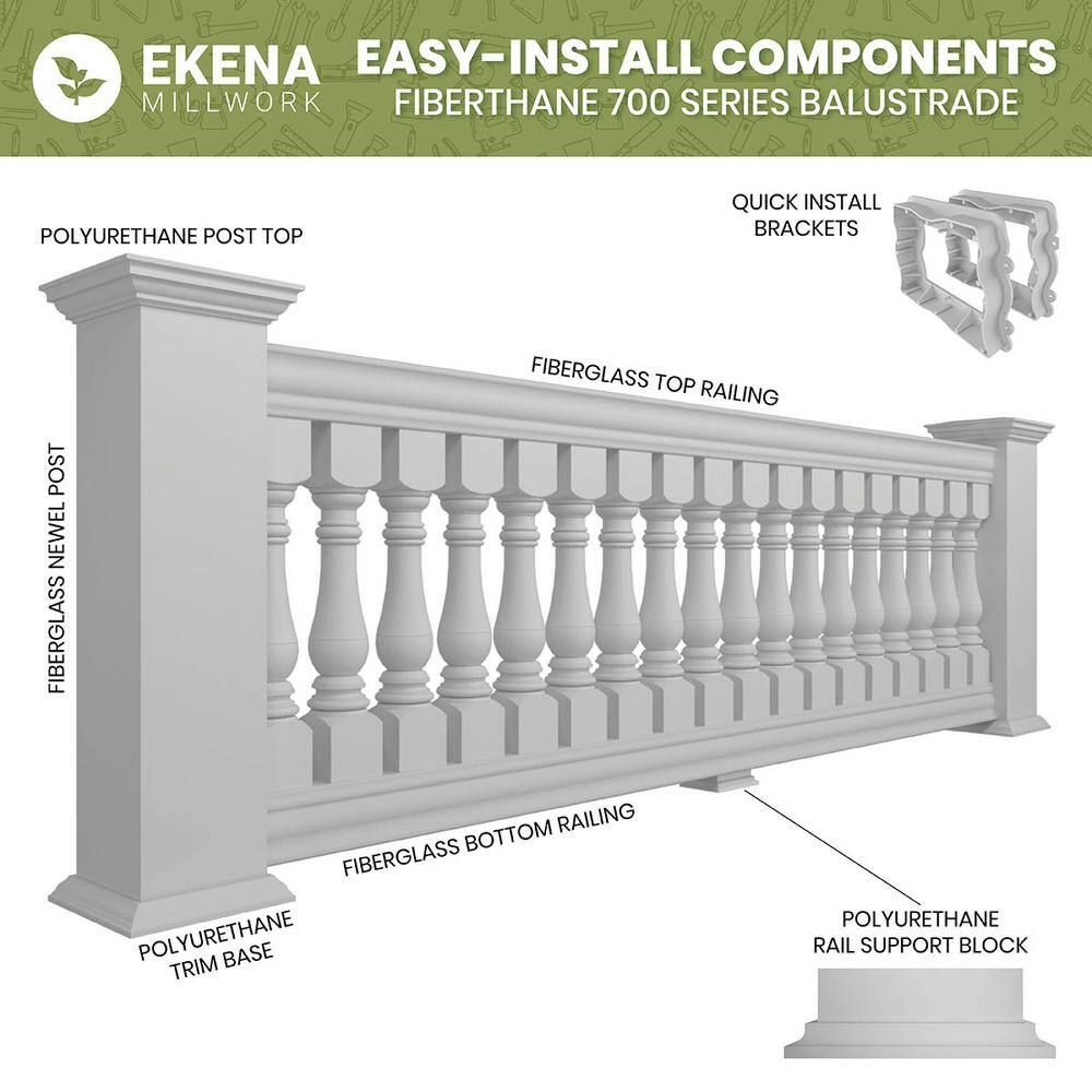 Ekena Millwork Fiberthane 700 Series 30 in. H x 5 in. W White Resin Stair Baluster