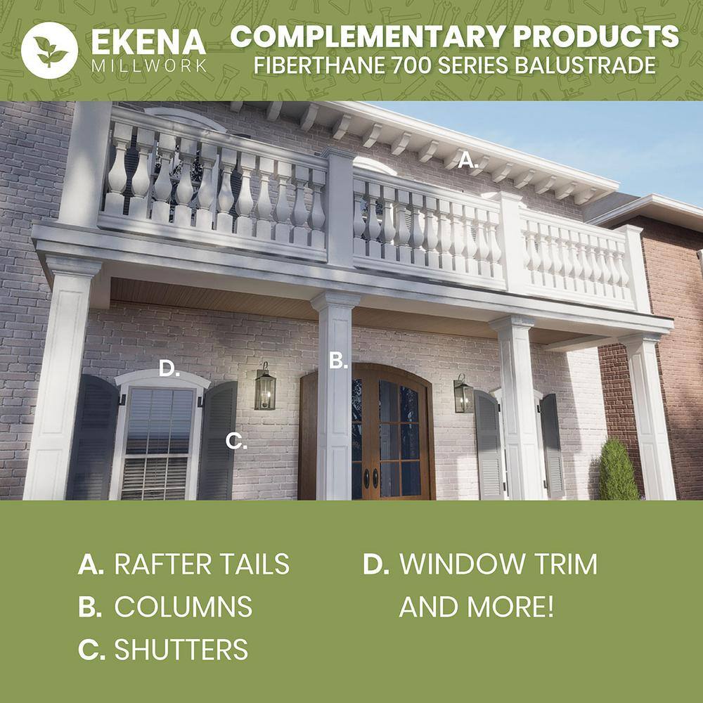Ekena Millwork Fiberthane 700 Series 30 in. H x 5 in. W White Resin Stair Baluster