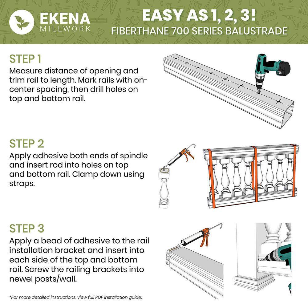 Ekena Millwork Fiberthane 700 Series 30 in. H x 5 in. W White Resin Stair Baluster