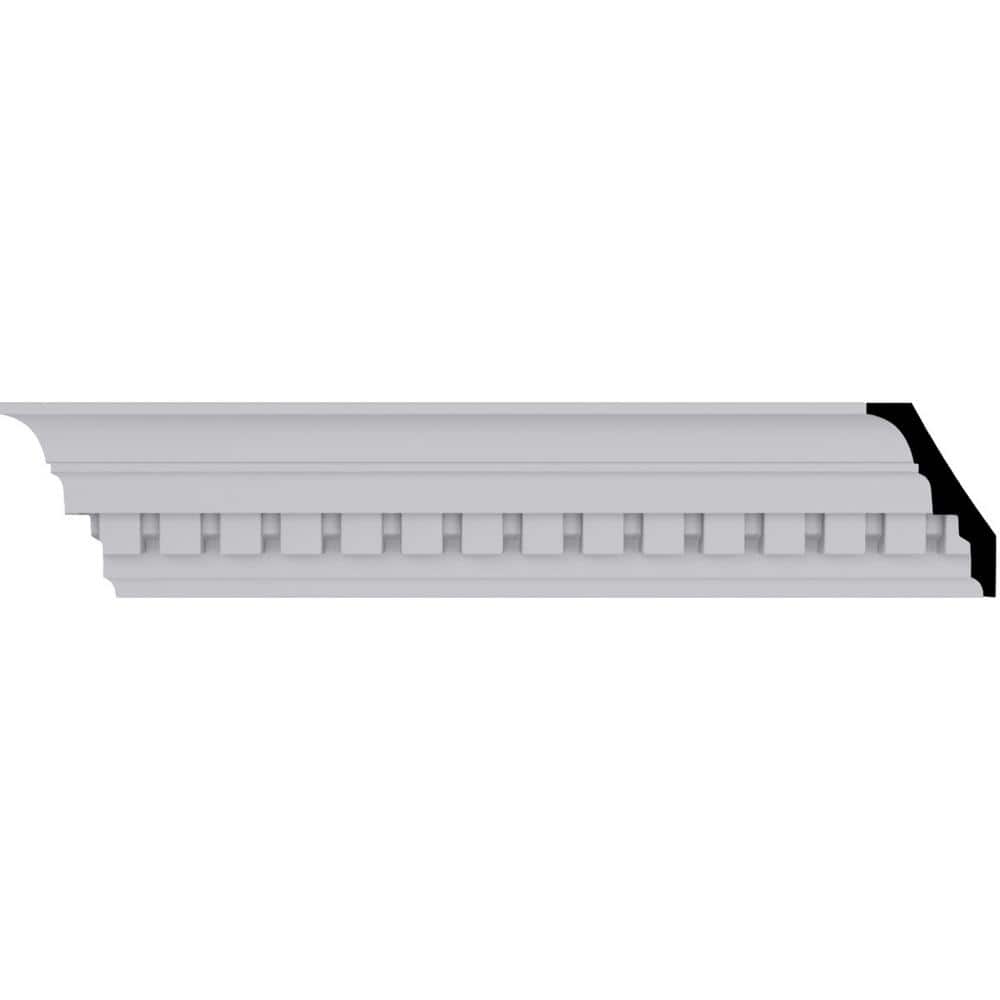 Ekena Millwork 2 in. x 3 in. x 94-1/2 in. Polyurethane Dentil Crown Moulding