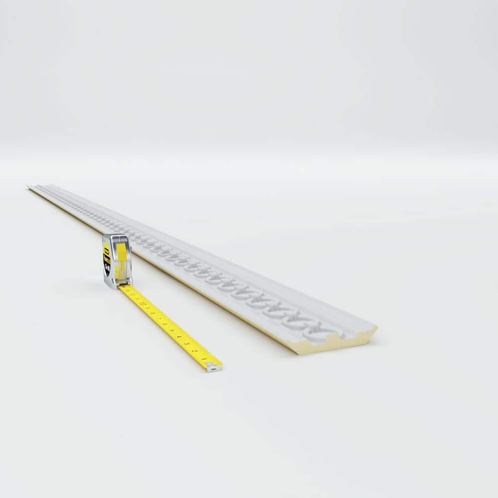 Ekena Millwork 3-1/8 in. x 3-1/8 in. x 94-1/2 in. Polyurethane Foster Coin and Bead Crown Moulding