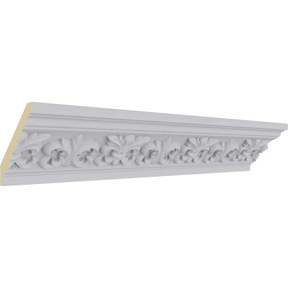 Ekena Millwork 3-1/4 in. x 3-1/4 in. x 94-1/2 in. Polyurethane Fleur De Lis Crown Moulding