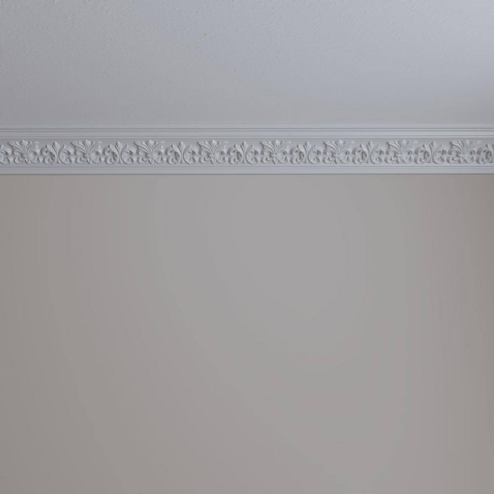 Ekena Millwork 3-1/4 in. x 3-1/4 in. x 94-1/2 in. Polyurethane Fleur De Lis Crown Moulding