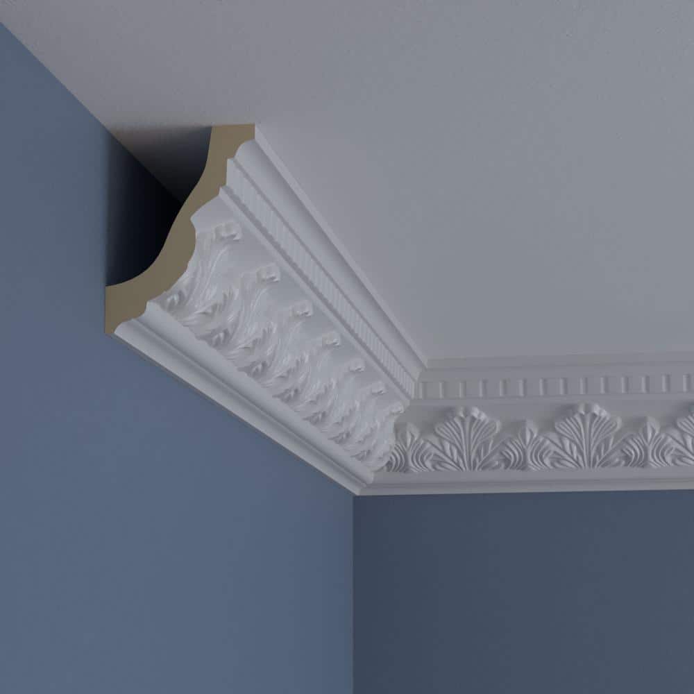 Ekena Millwork 3-1/4 in. x 4-1/2 in. x 94-1/2 in. Polyurethane Devon Crown Moulding