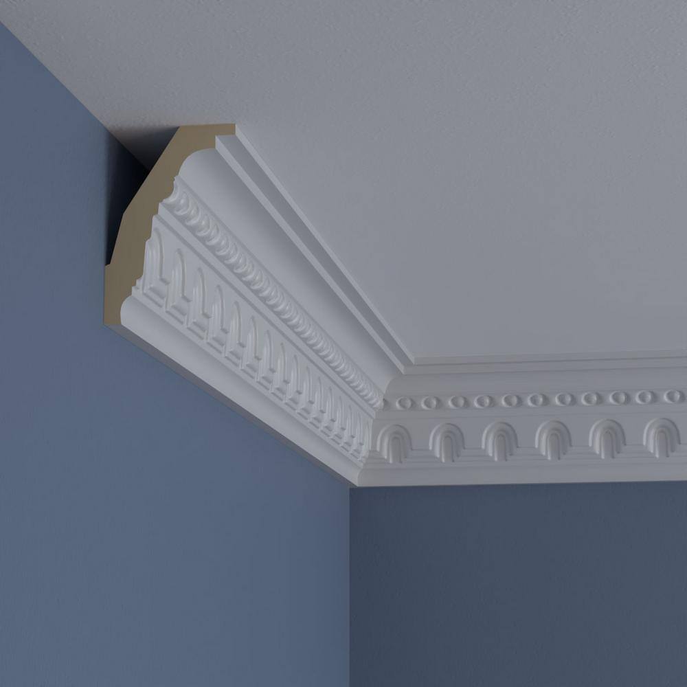 Ekena Millwork 2-7/8 in. x 4-3/8 in. x 94-1/2 in. Polyurethane Heaton Crown Moulding