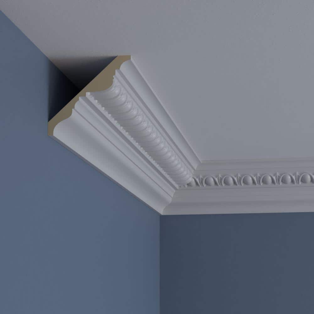 Ekena Millwork 4 in. x 3-3/4 in. x 94-1/2 in. Polyurethane Egg and Dart Crown Moulding