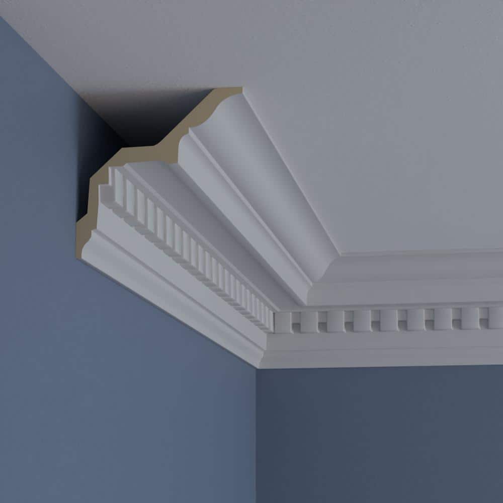 Ekena Millwork 5 in. x 5 in. x 94-1/2 in. Polyurethane Dentil Crown Moulding