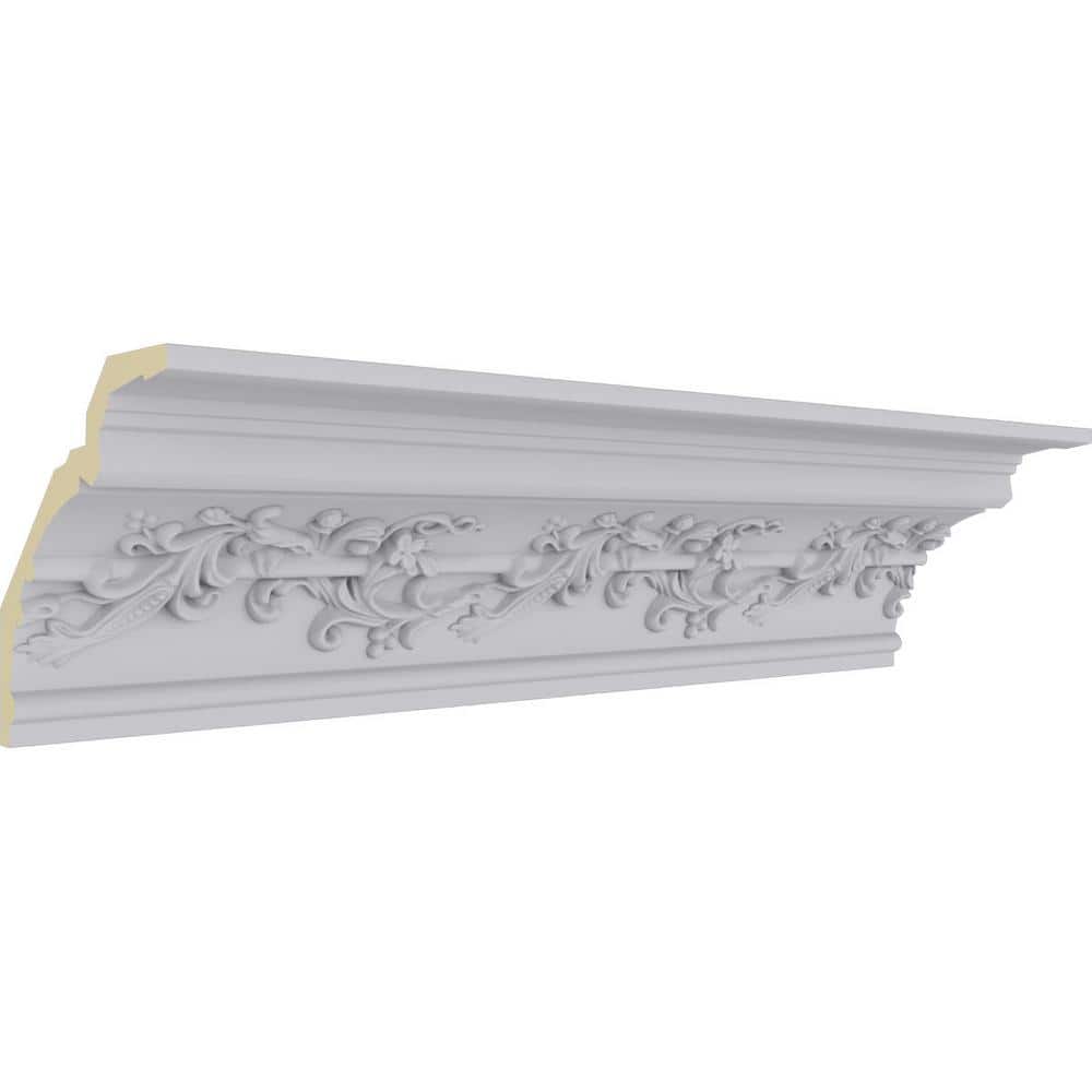 Ekena Millwork 6-1/4 in. x 6-1/4 in. x 94-1/2 in. Polyurethane Hampton Crown Moulding