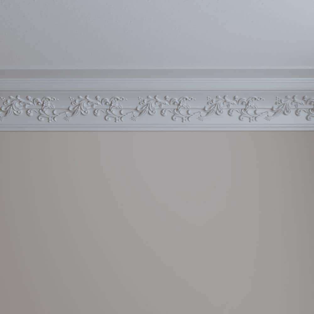 Ekena Millwork 6-1/4 in. x 6-1/4 in. x 94-1/2 in. Polyurethane Hampton Crown Moulding