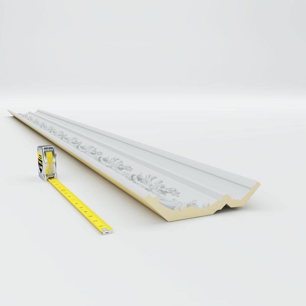 Ekena Millwork 6-1/4 in. x 6-1/4 in. x 94-1/2 in. Polyurethane Hampton Crown Moulding