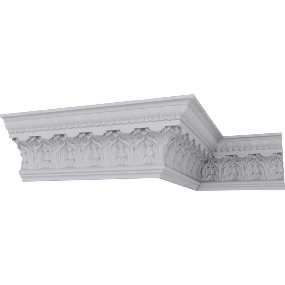 Ekena Millwork 5-1/2 in. x 7-3/4 in. x 94-1/2 in. Polyurethane Odessa Leaf Dentil Crown Moulding