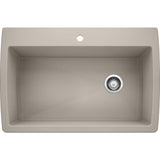 DIAMOND Silgranit Dual Mount Granite Composite 33.5 in. 1-Hole Single Bowl Kitchen Sink in White - Super Arbor