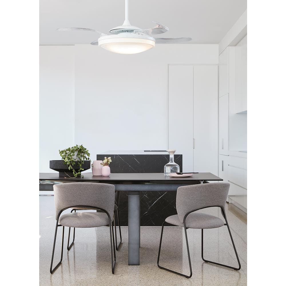 Fanaway Evo1 48-in White Retractable 4-Blade Indoor Ceiling Fan with Integrated LED Light and Remote