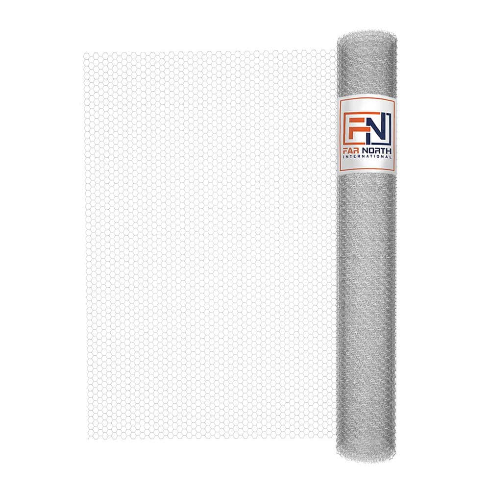 FAR NORTH INTERNATIONAL 3 ft. x 50 ft. 20-Gauge Galvanized Poultry Netting with 1 in. Mesh