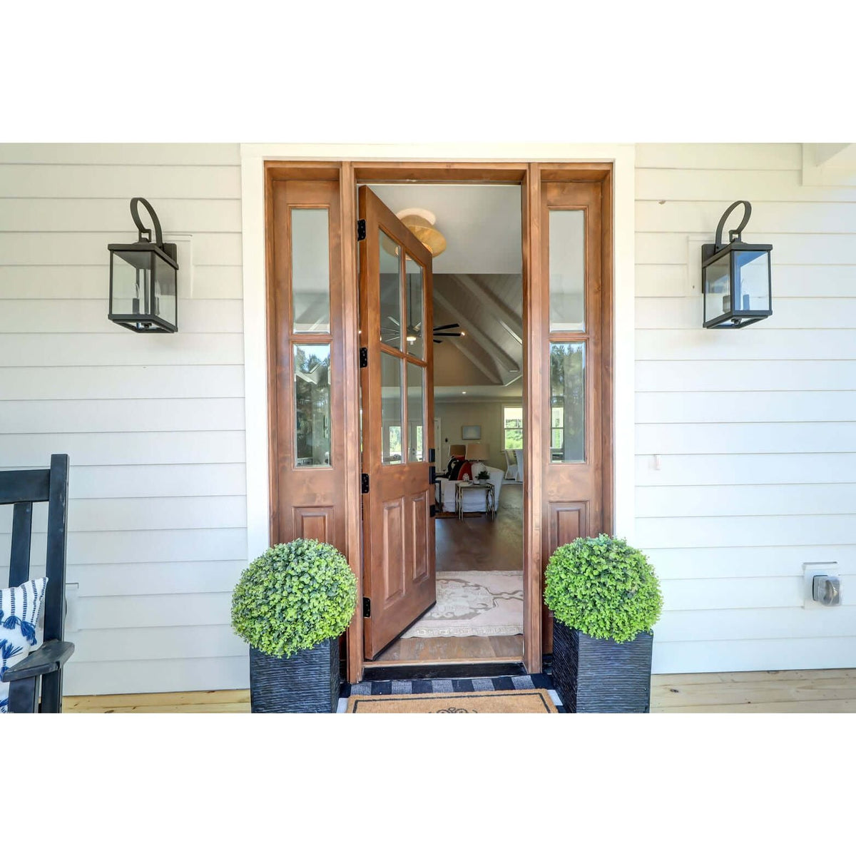 Krosswood Doors 32 in. x 96 in. Rustic Knotty Alder 4-Lite Clear Glass 2-Panel Unfinished Wood Front Door Slab
