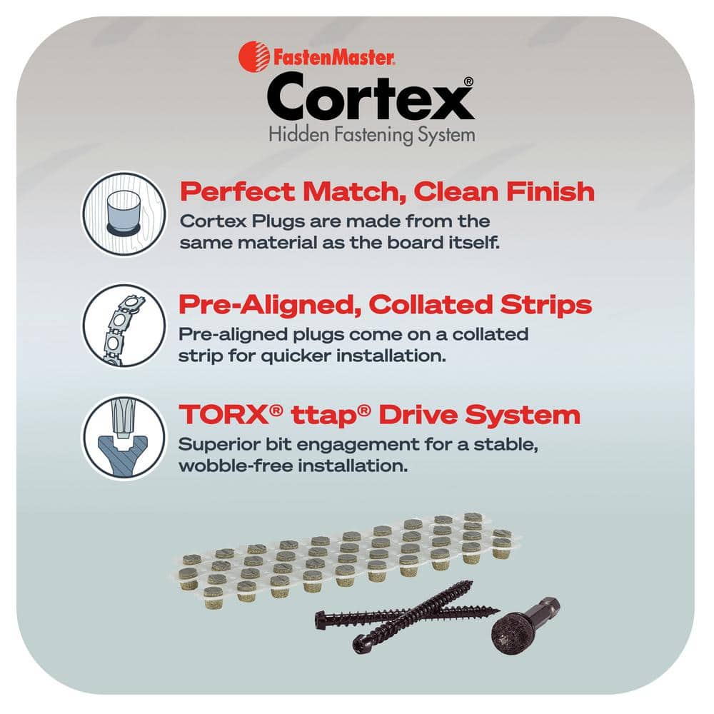 FastenMaster Collated Cortex Hidden Fastening System for Fiberon ArmorGuard Decking - 2-1/2in screws and plugs in Coastal Gray (50LF)