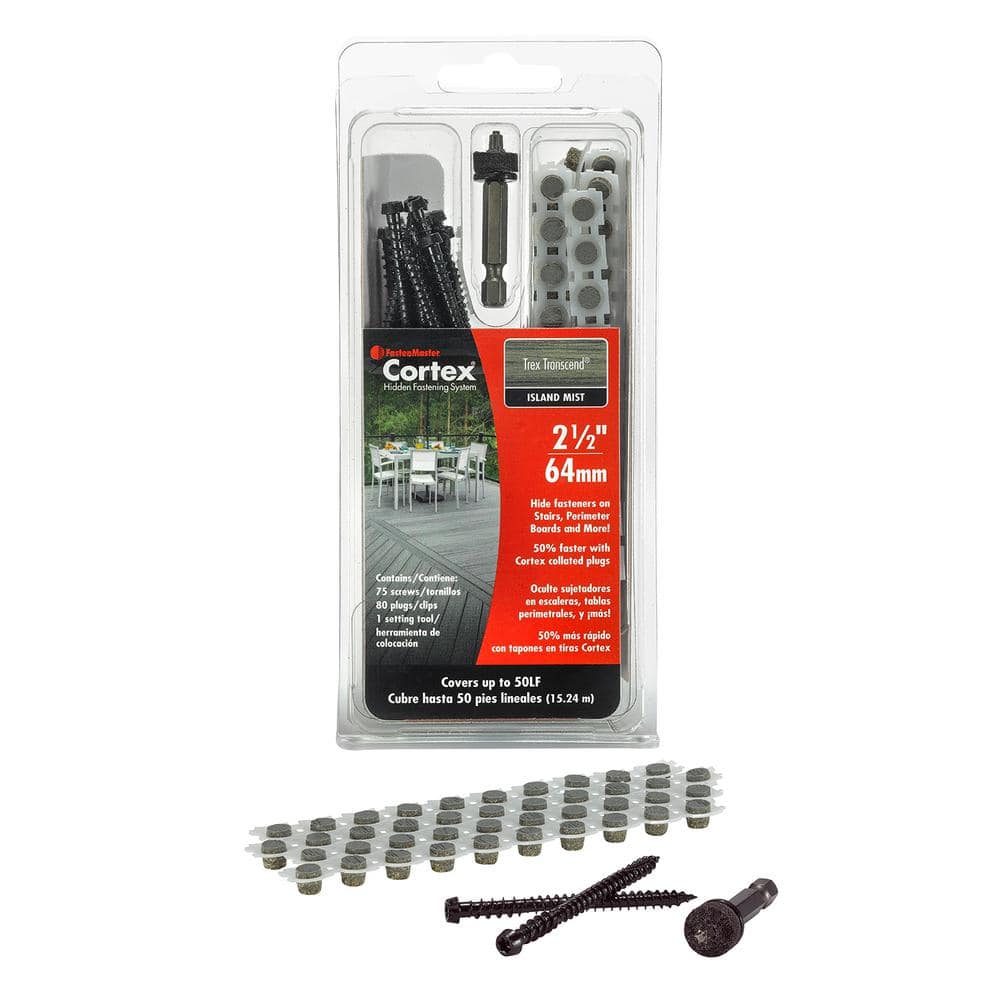 FastenMaster Collated Cortex Hidden Fastening System for Trex Transcend Decking - 2-1/2 in. screws and plugs in Island Mist (50 LF)