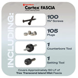FastenMaster Cortex Hidden Fastening System for Trex Transcend Fascia – 1-3/4 inch Cortex screws and plugs – Island Mist (50 LF)