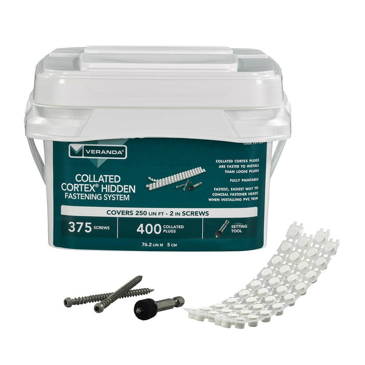 FastenMaster Collated Cortex Hidden Fastening System for Veranda Trim – 2 inch Cortex screws and plugs – Smooth (250 LF)