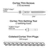 FastenMaster Collated Cortex Hidden Fastening System for AZEK Trim – 2-3/4 inch Cortex screws and plugs – Traditional (50 LF)