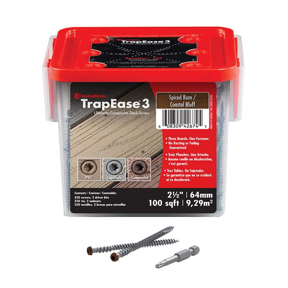 FastenMaster TrapEase 3 - 2-1/2 in. Color Match Deck Fastener - Spiced Rum (350 Pack)