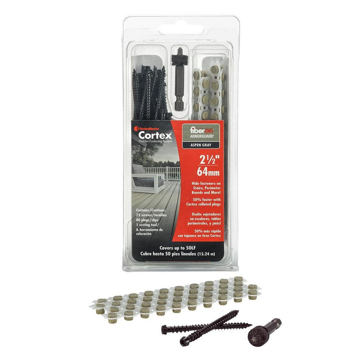 FastenMaster Collated Cortex Hidden Fastening System for Fiberon ArmorGuard Decking - 2-1/2 in. screws & plugs in Aspen Gray (50 LF)