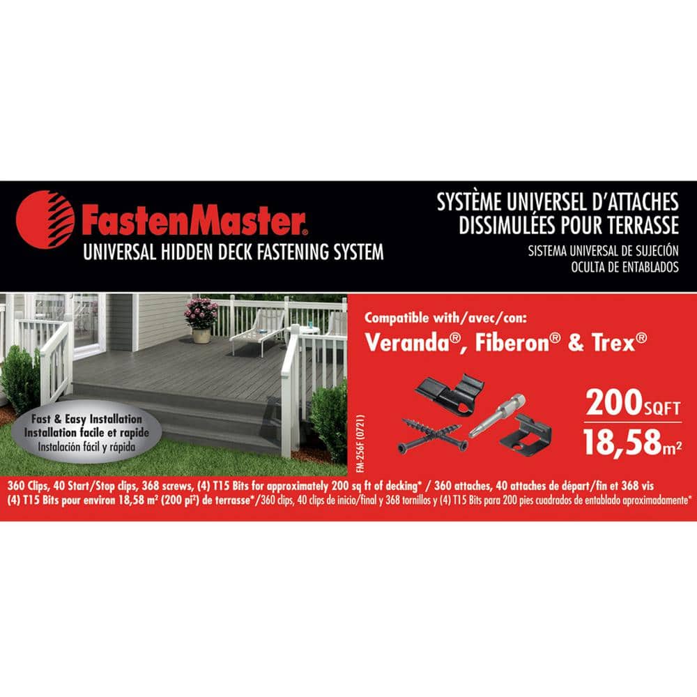 FastenMaster Universal Hidden Deck Fastening System – Stainless steel hidden deck screws and clips – Black (200 SF)