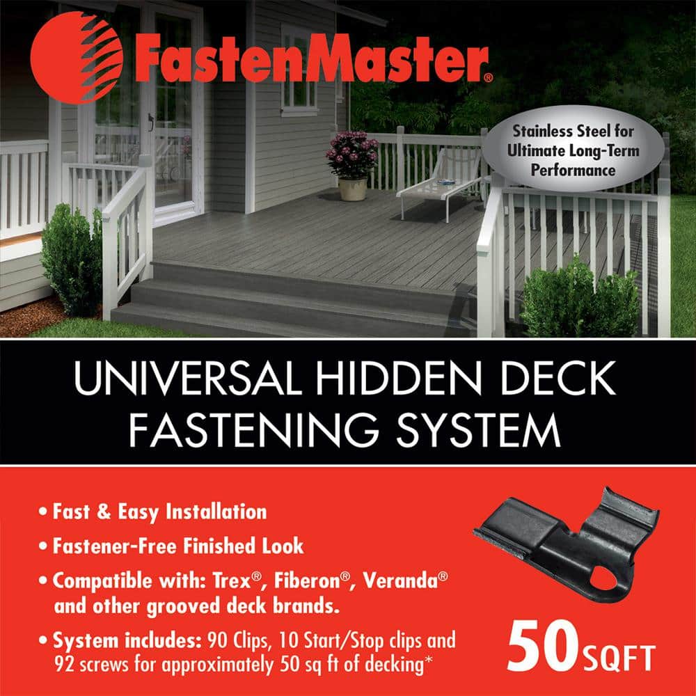 FastenMaster Universal Hidden Deck Fastening System – Stainless steel hidden deck screws and clips – Black (50 SF)