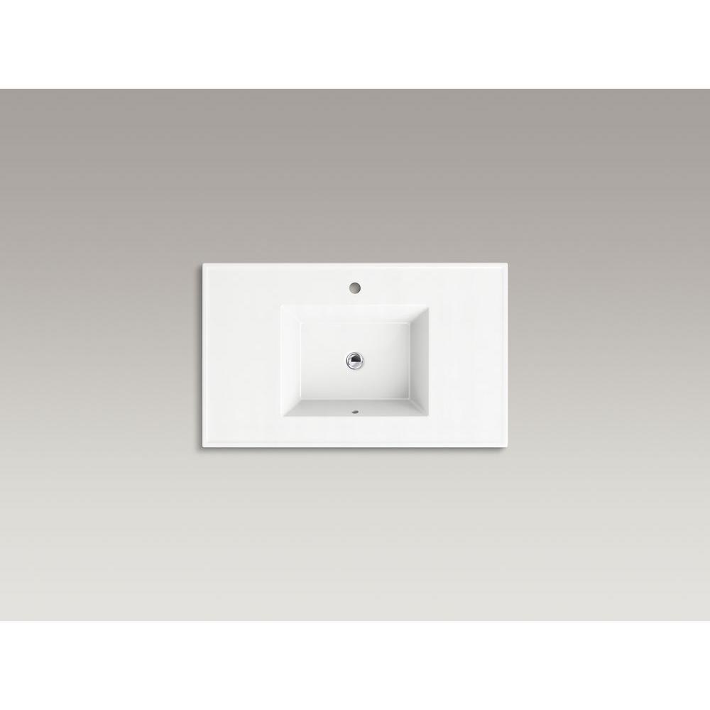 Ceramic/Impressions 37 in. Single Faucet Hole Vitreous China Vanity Top with Basin in White Impressions - Super Arbor