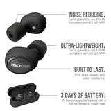 FREE Noise Reducing Bluetooth Safety Earbuds 22 NRR, 21-Hour Plus Battery OSHA Compliant Work Headphones in Black - Super Arbor