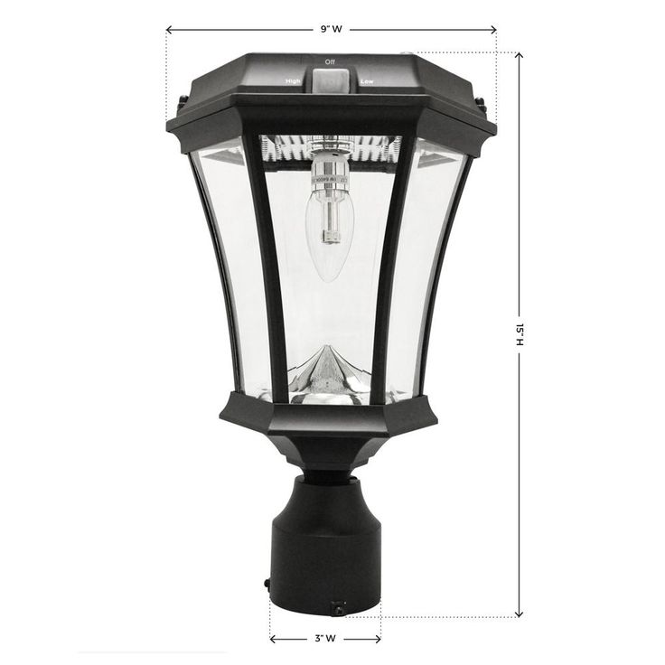 Victorian Bulb Series Single Black Integrated LED Outdoor Solar Lamp with 3-Mounting Options and GS Solar LED Light Bulb