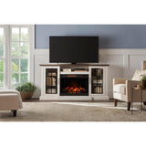 Vinegate 68 in. Freestanding Media Console Electric Fireplace in White - Super Arbor