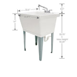 Complete 22.875 in. x 23.5 in. White 19 Gal. Utility Sink Set with Non-Metallic Chrome Finish Pull-Out Faucet - Super Arbor