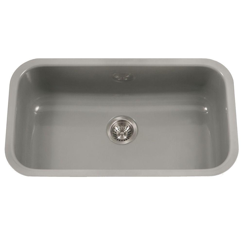 Porcela Series Undermount Porcelain Enamel Steel 31 in. Large Single Bowl Kitchen Sink in White - Super Arbor