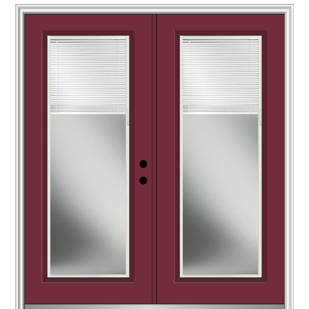 60 in. x 80 in. Internal Blinds Left-Hand Inswing Full Lite Clear Glass Painted Steel Prehung Front Door - Super Arbor