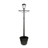 Solar Powered Outdoor LED Black Lamp Post with Planter