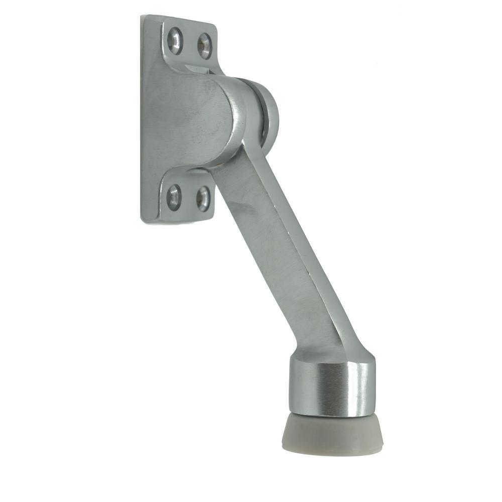 4-1/2 in. Solid Brass Square Kick Down Door Stop in Satin Nickel - Super Arbor