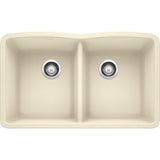 DIAMOND Undermount Granite Composite 32.06 in. 50/50 Double Bowl Kitchen Sink in White - Super Arbor