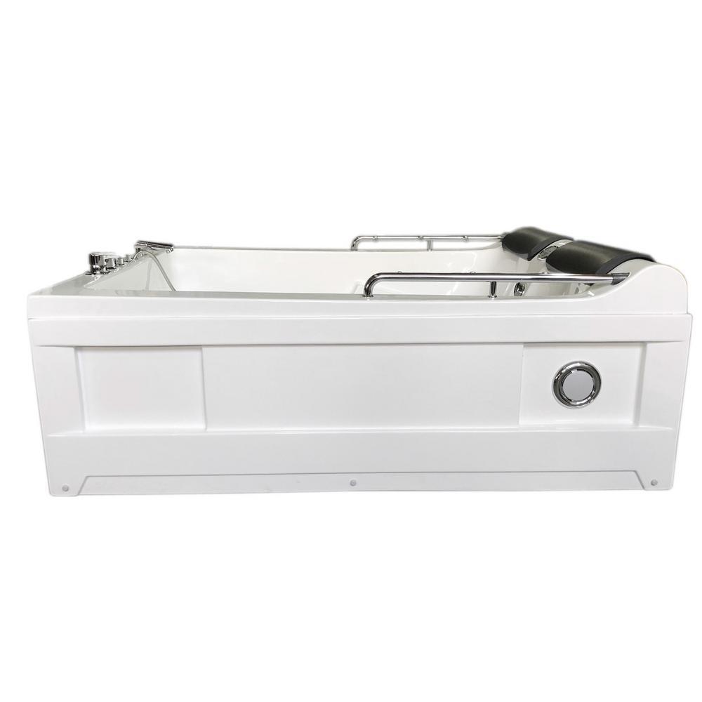 Lulu with heater 68 in. Acrylic Center Drain Corner Alcove Whirlpool Bathtub in White - Super Arbor