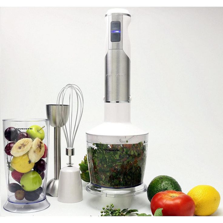 6-Speed White Immersion Blender with Chopper and Whisk Attachment