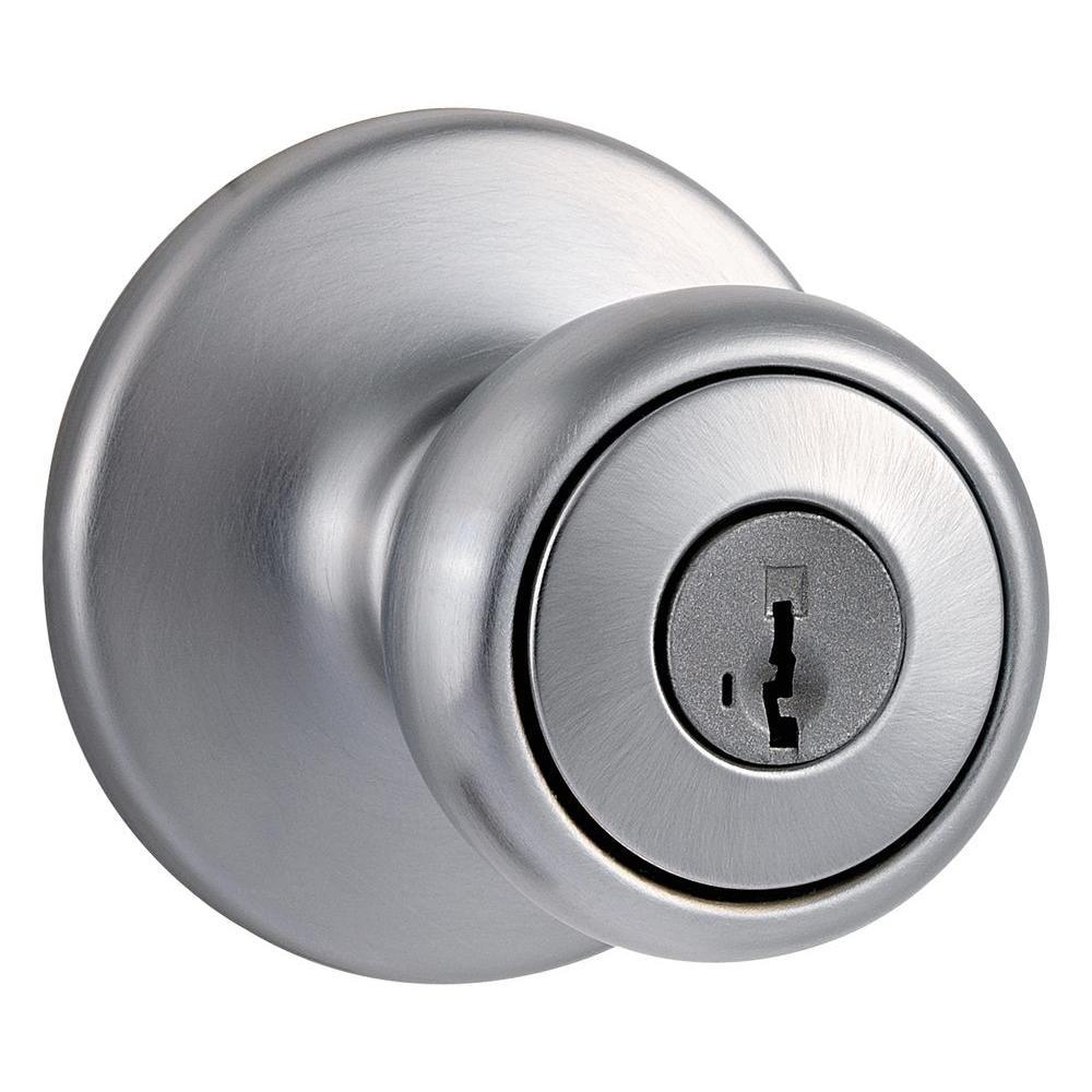 Tylo Satin Chrome Keyed Entry Door Knob Featuring SmartKey Security - Super Arbor