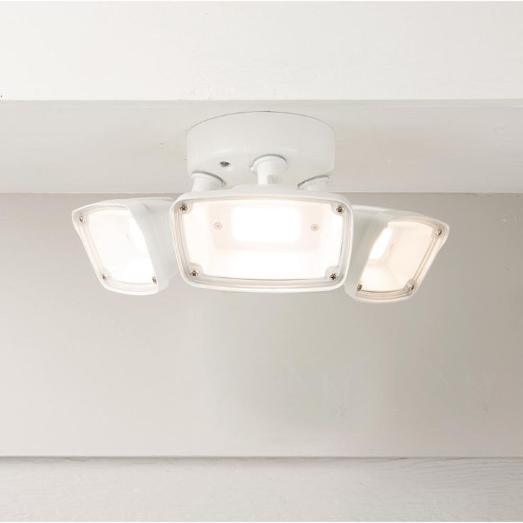 FHS White Outdoor Integrated Triple Head LED Flood Light with Selectable CCT (3000K, 4000K or 5000K), Switch Controlled