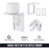 AC Outlet Mount for Google Nest Wi-Fi - Wall Outlet Shelf for Google Home, Nest Mini, Nest Hub, Dot Speaker, Sonos One - Super Arbor