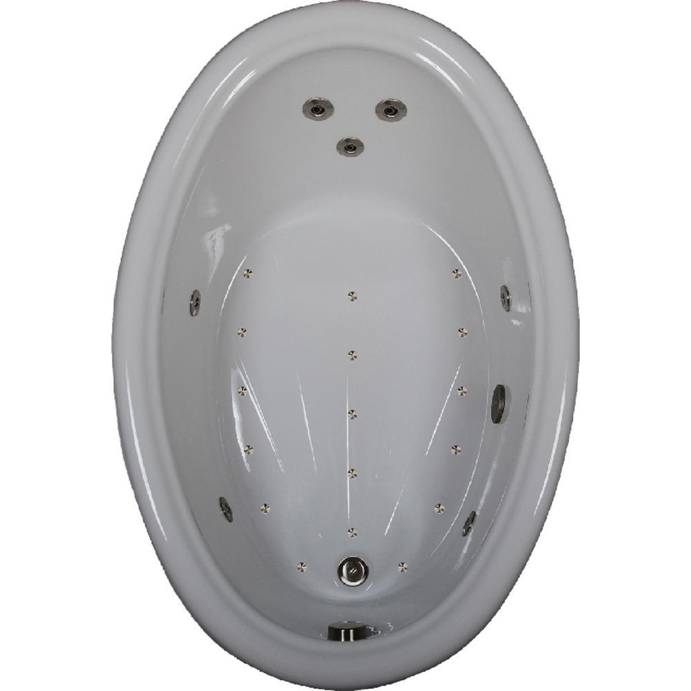 60 in. Acrylic Oval Drop-in Air and Whirlpool Bathtub in White - Super Arbor