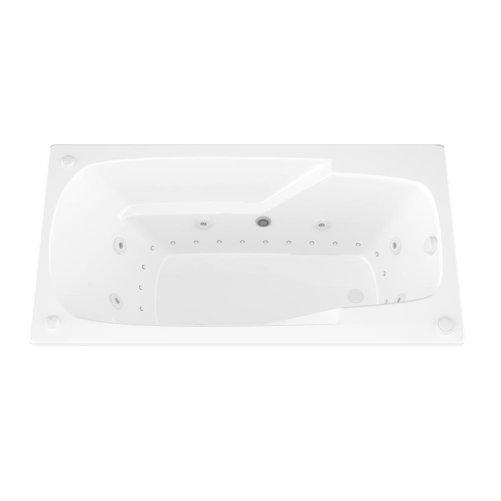 Coral Diamond Series 6 ft. Left Drain Rectangular Drop-in Whirlpool and Air Bath Tub in White - Super Arbor
