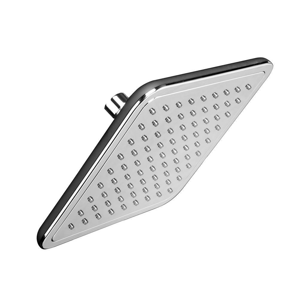1-Spray 7.85 in. Single Wall Mount Fixed Rain Shower Head in Black - Super Arbor