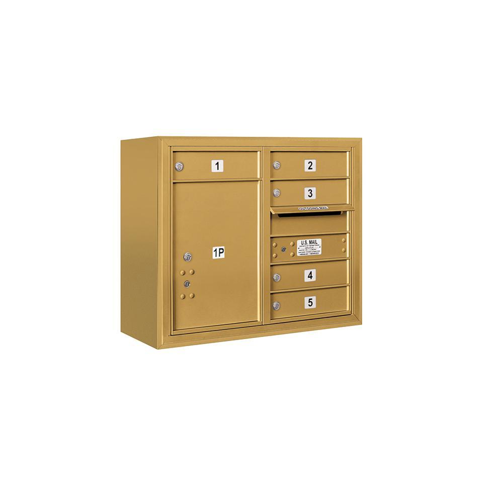 3800 Horizontal Series 5-Compartment with 1-Parcel Locker Surface Mount Mailbox - Super Arbor